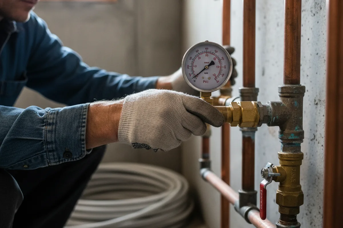 Pressure testing a repaired line during Water Line Repair in Easthampton